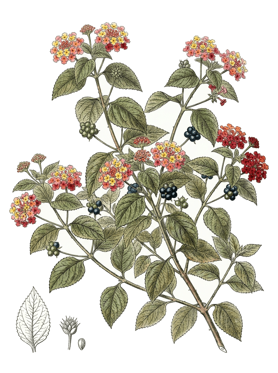 Botanical plate of Lantana