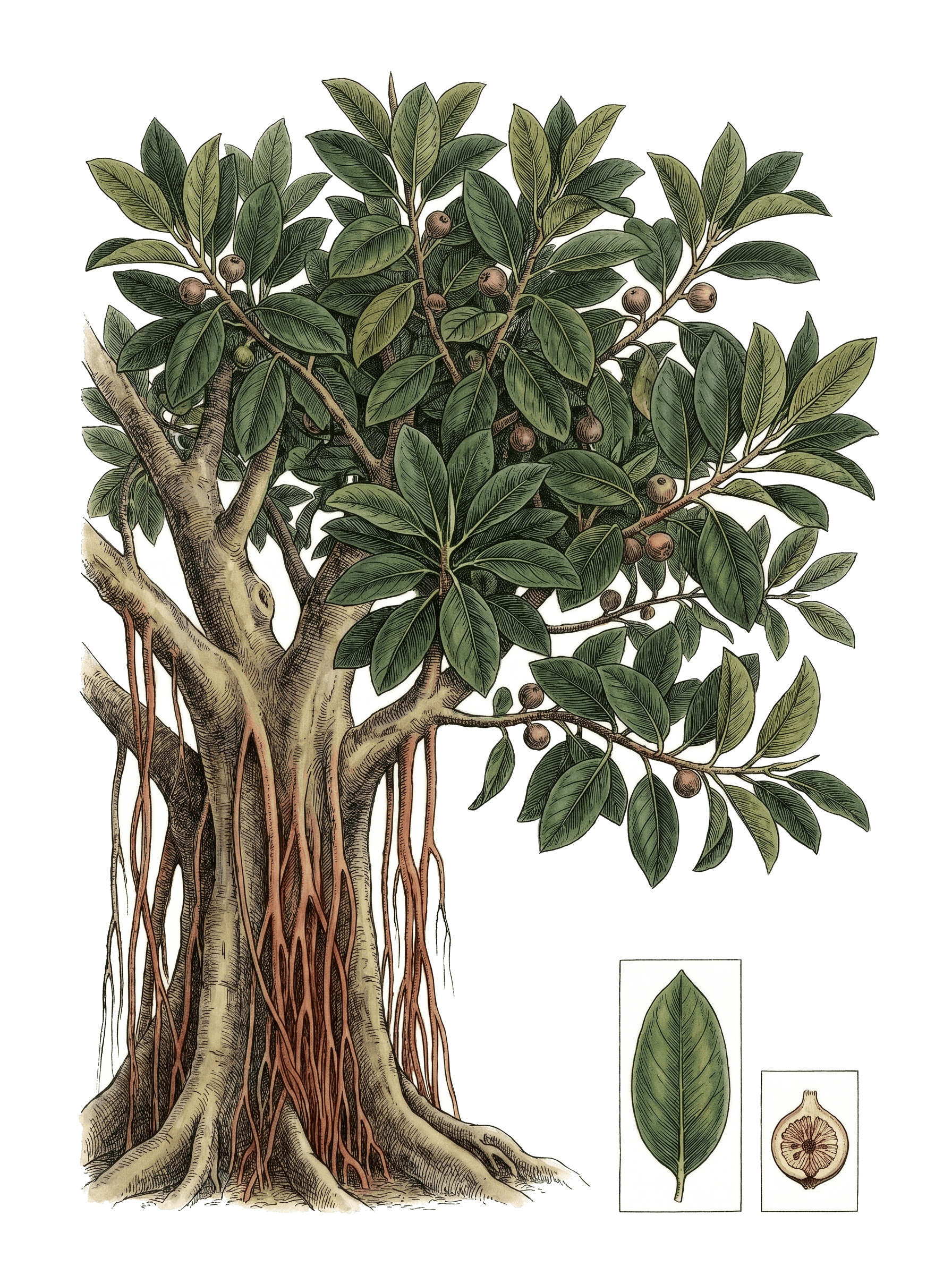 Botanical plate of Moreton Bay fig