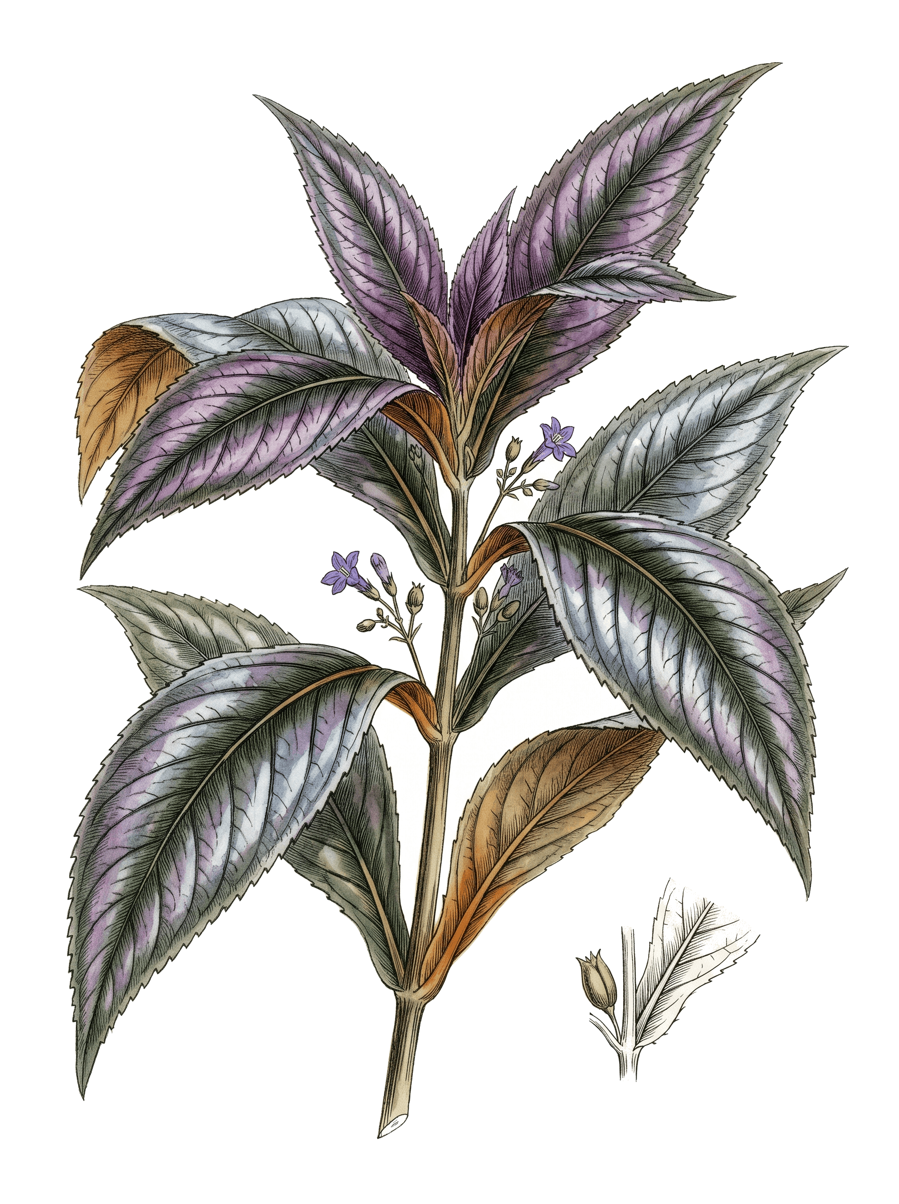 Botanical plate of Persian shield