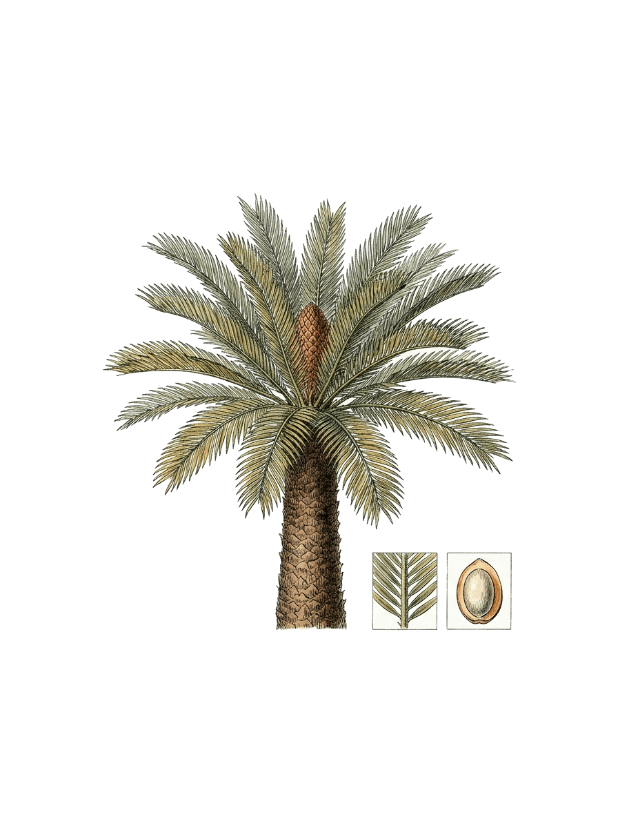 Botanical plate of Sago palm