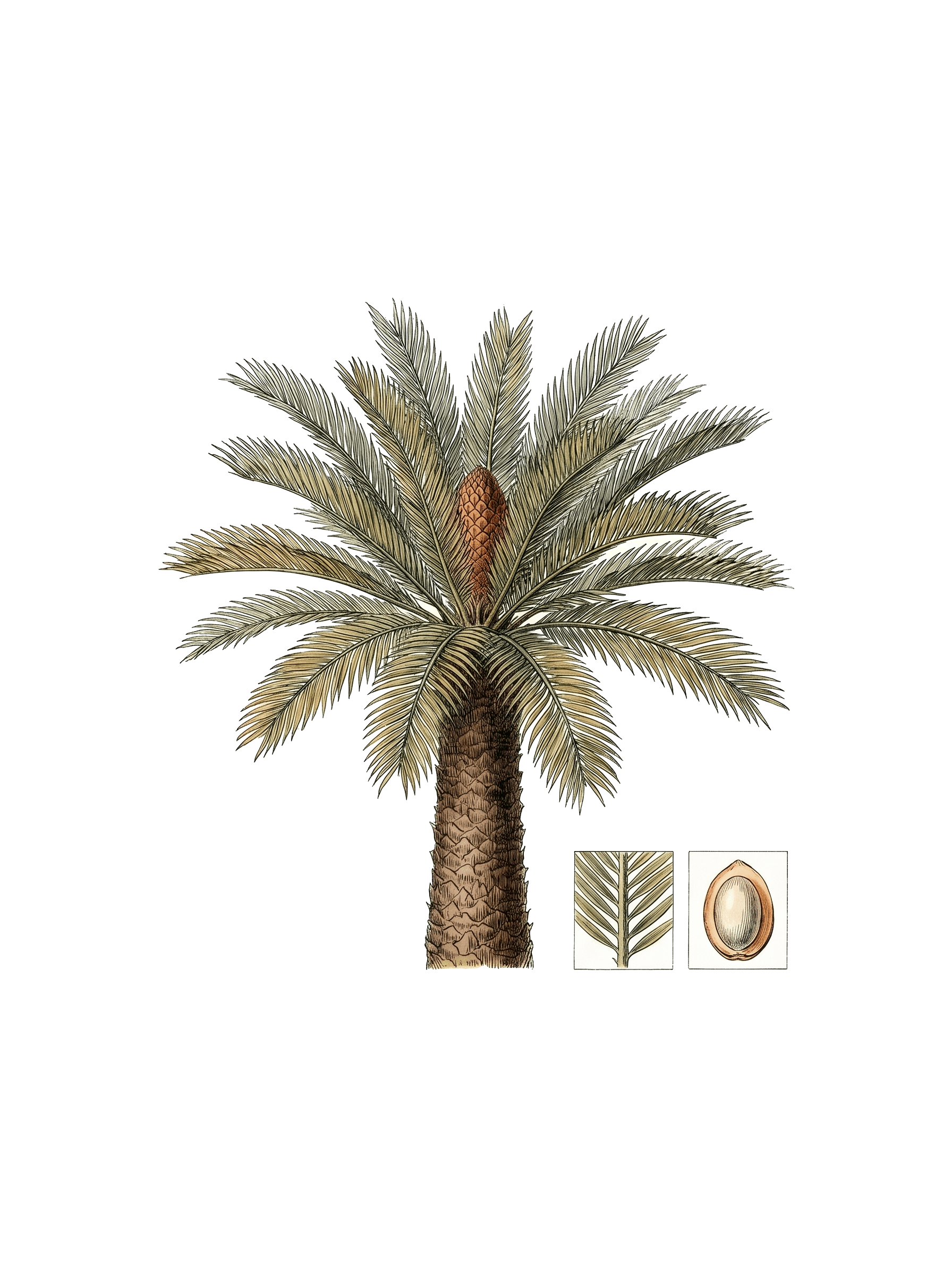 Botanical plate of Sago palm