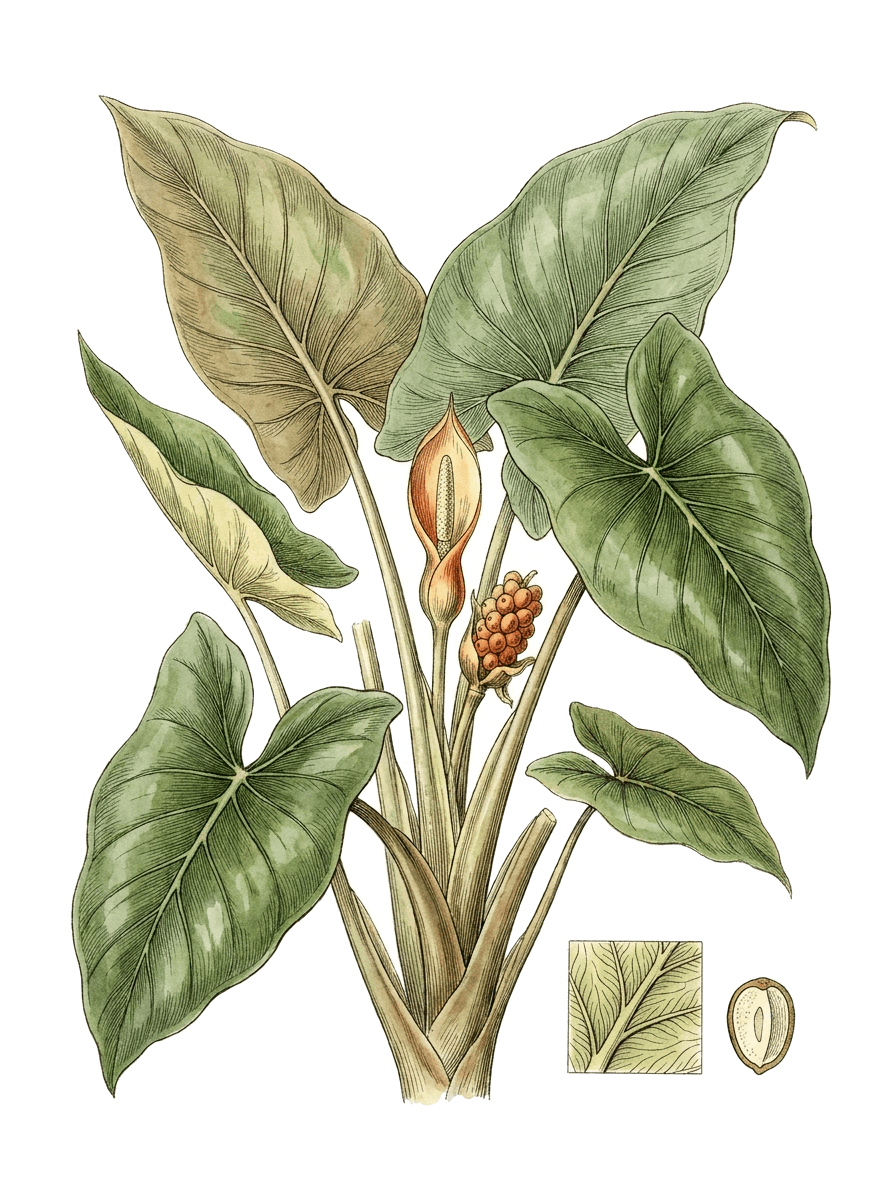 Botanical plate of Giant taro